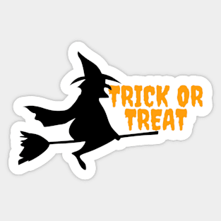 Trick Or Treat Witch On Broom Sticker